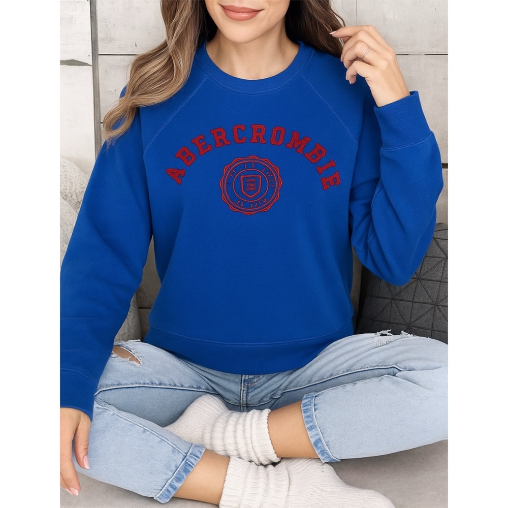 Abercrombie & Fitch Blue Red Sweatshirt Pullover Appliqué Women's Size XS